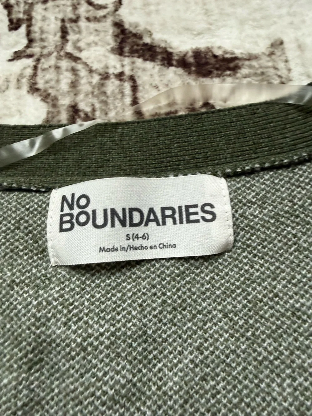 Olive Green Floral Knit Cardigan - Picture 2 of 4